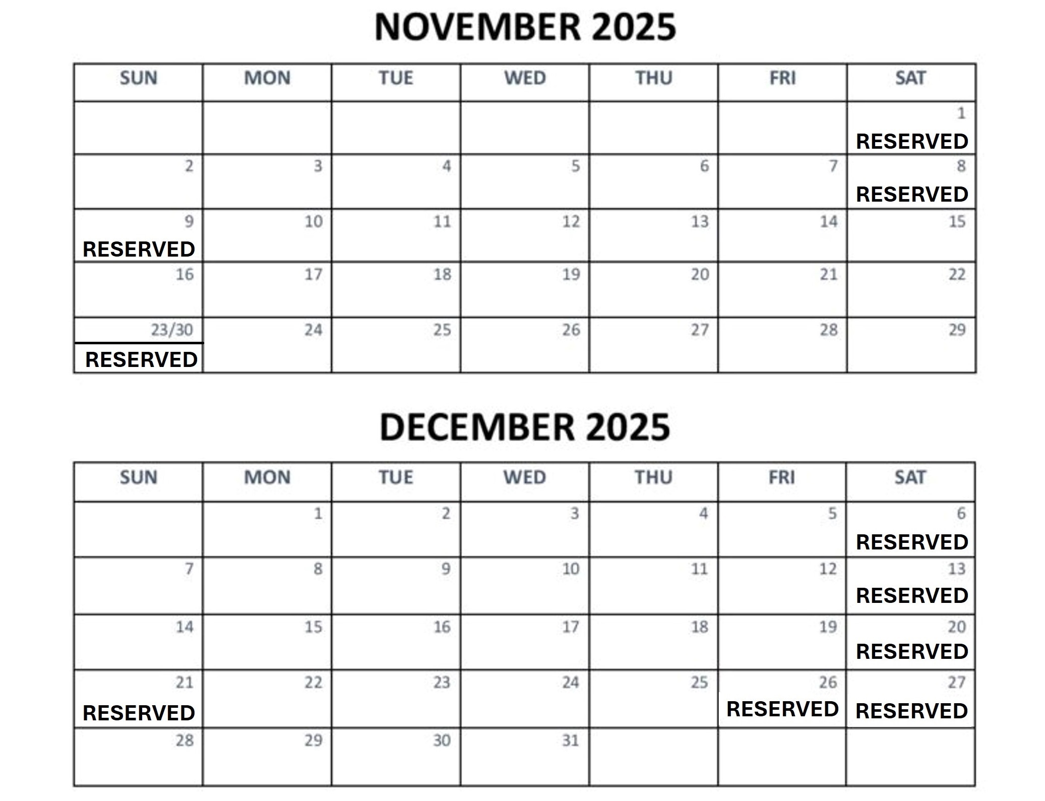 Hall Reservations as of 11-03-2025